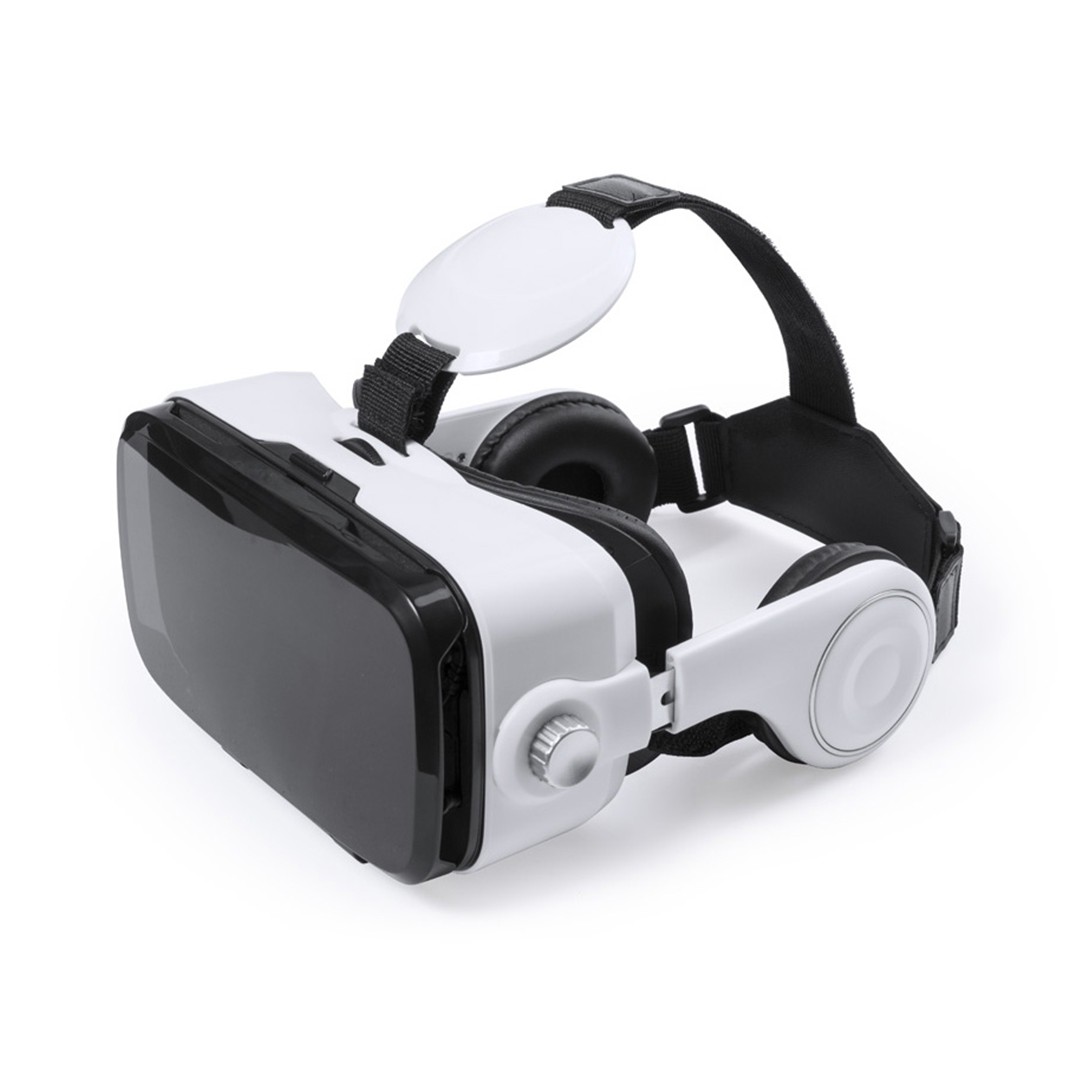 Gafas de realidad virtual con botón y auriculares